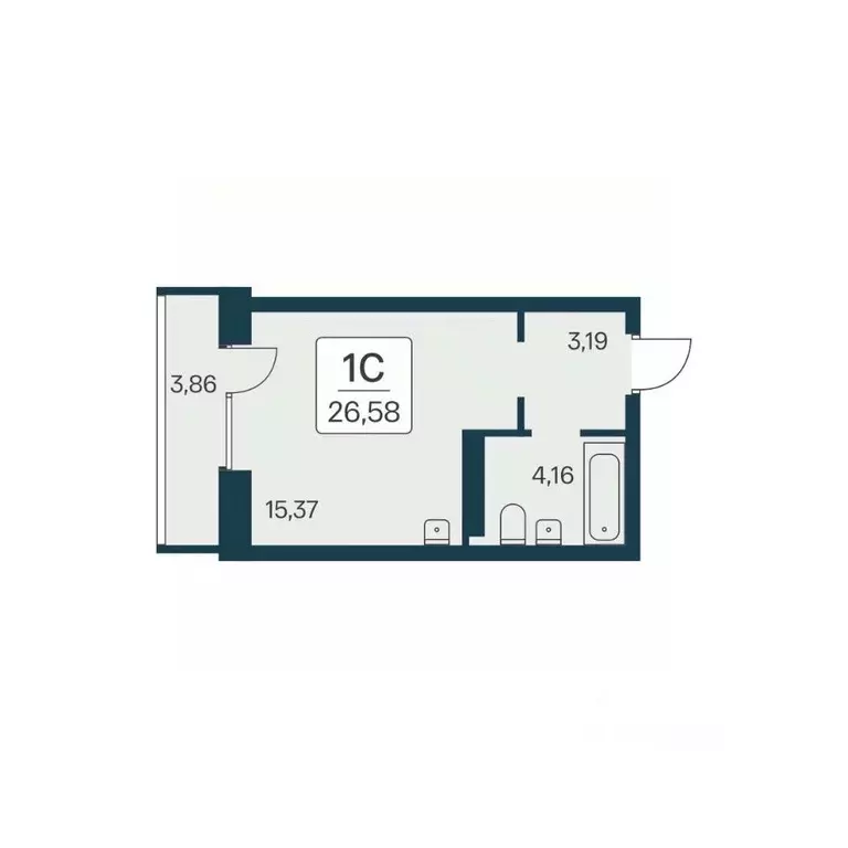 Студия Новосибирская область, Новосибирск Игарская ул., 19/4 (26.58 м) - Фото 0