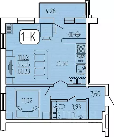 2-к кв. Бурятия, Улан-Удэ 140Б мкр,  (60.33 м) - Фото 1