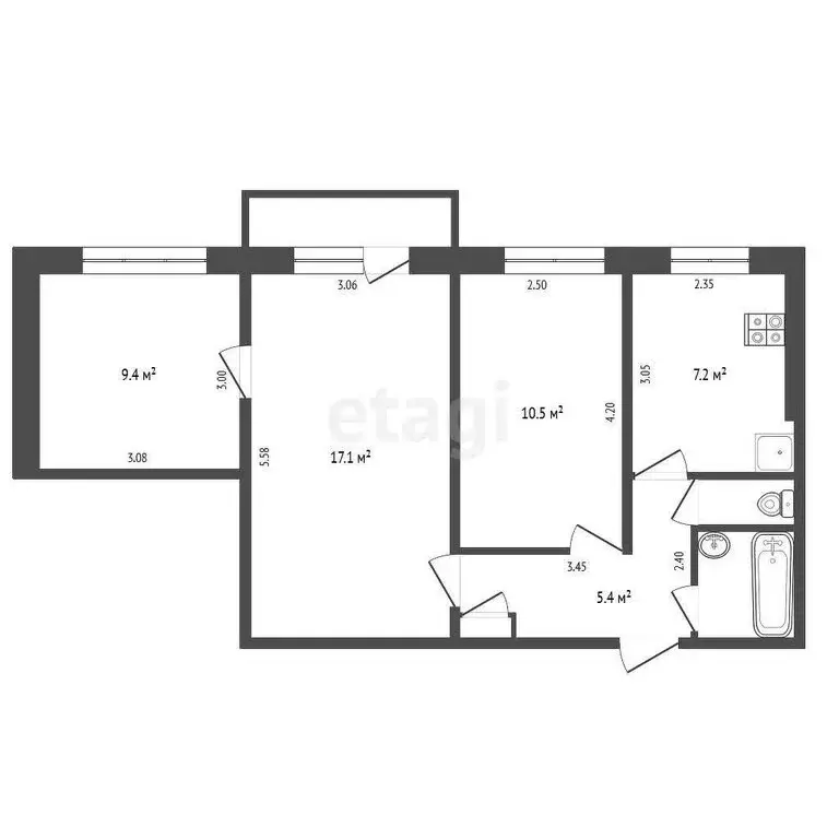 3-комнатная квартира: Горки-2, 39 (54.9 м) - Фото 0