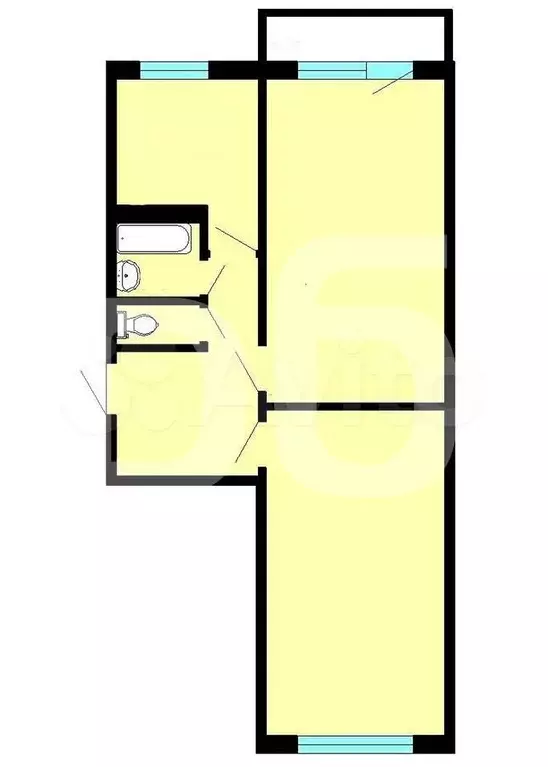 2-к. квартира, 46,4 м, 3/5 эт. - Фото 0