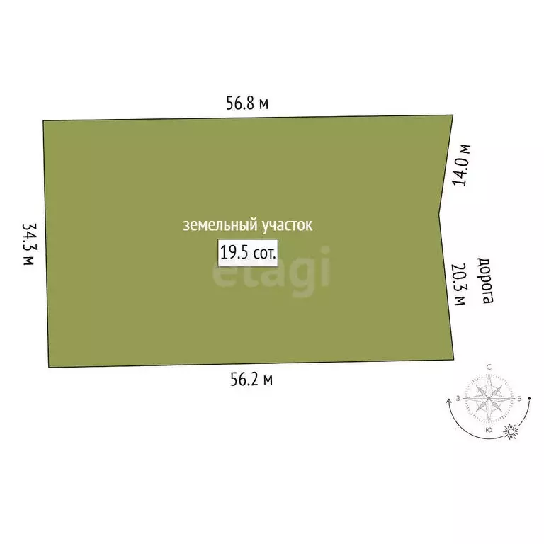 Участок в село Туринская Слобода, Калиновая улица (19.5 м) - Фото 0
