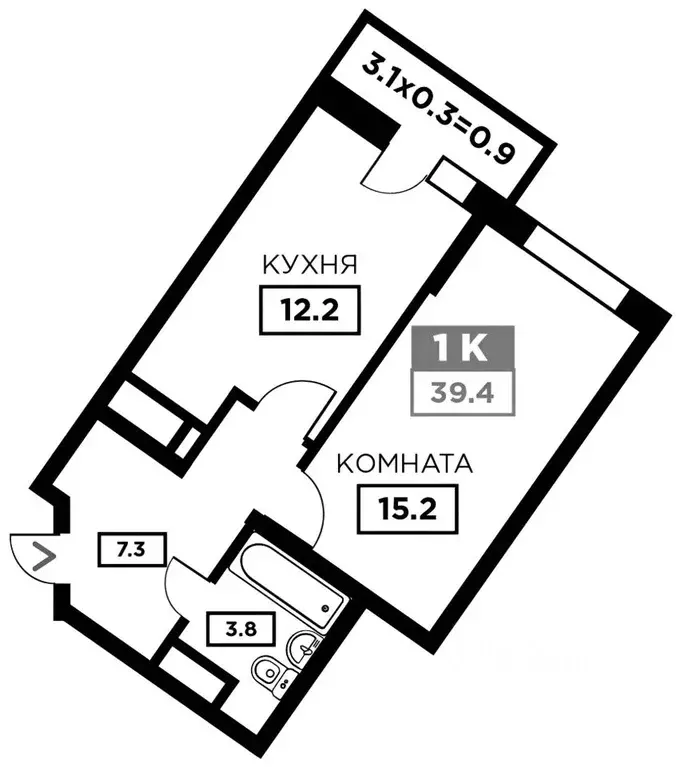 1-к кв. Краснодарский край, Краснодар ул. Домбайская, 55к4 (38.0 м) - Фото 1