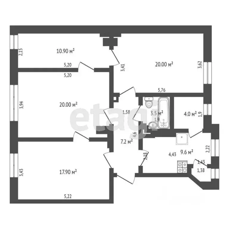 4-к кв. Калининградская область, Советск ул. Ленина, 9 (94.1 м) - Фото 2