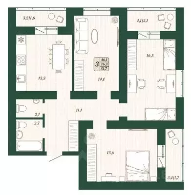 3-к кв. Самарская область, Волжский район, Смышляевка городское ... - Фото 1