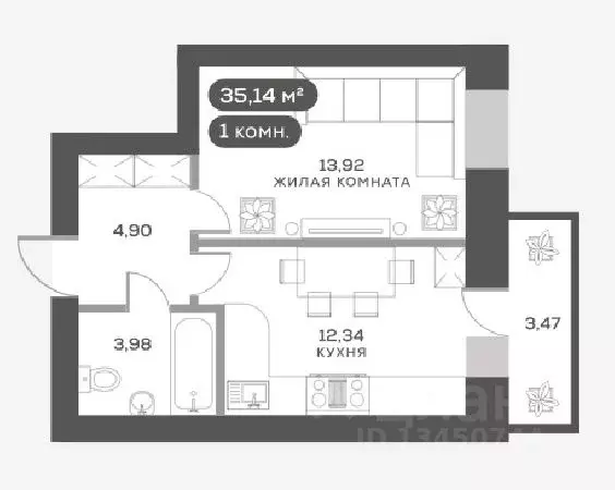 1-к кв. Красноярский край, Красноярск Академгородок мкр,  (35.14 м) - Фото 0