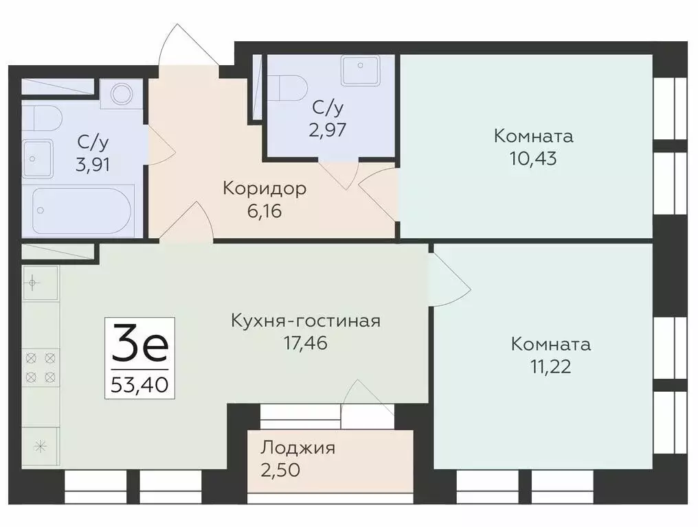 3-комнатная квартира: Воронеж, Ленинский район (53.4 м) - Фото 0