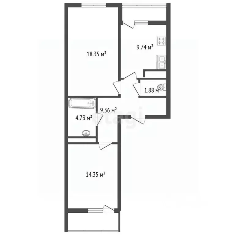 2-к кв. Санкт-Петербург ул. Вадима Шефнера, 10к1 (61.0 м) - Фото 1