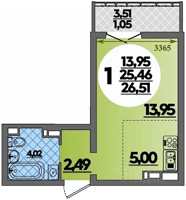 Студия Краснодарский край, Новороссийск Город у Моря жилой комплекс ... - Фото 1