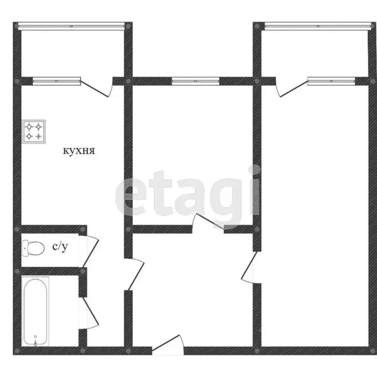 2-к кв. Белгородская область, Белгород ул. Есенина, 16 (49.9 м) - Фото 2
