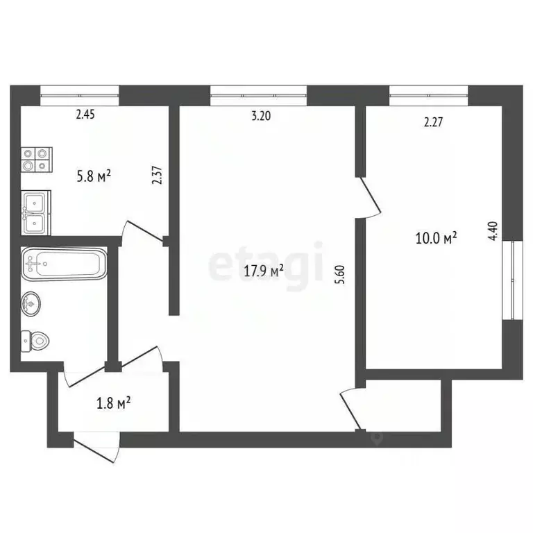 2-к кв. Омская область, Омск пос. Амурский, ул. Славянская, 3 (41.3 м) - Фото 2