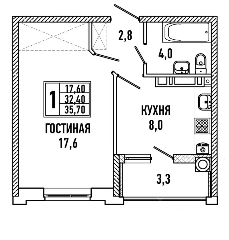1-к кв. Ставропольский край, Ставрополь ул. Тухачевского, 30/8 (38.0 ... - Фото 1