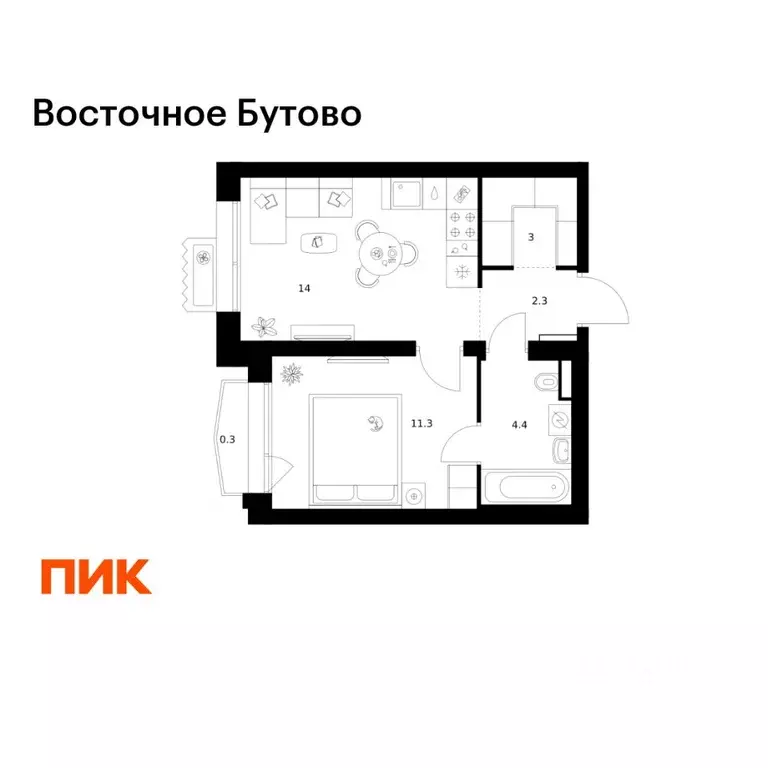 1-к кв. Московская область, Ленинский городской округ, Боброво пгт ... - Фото 1