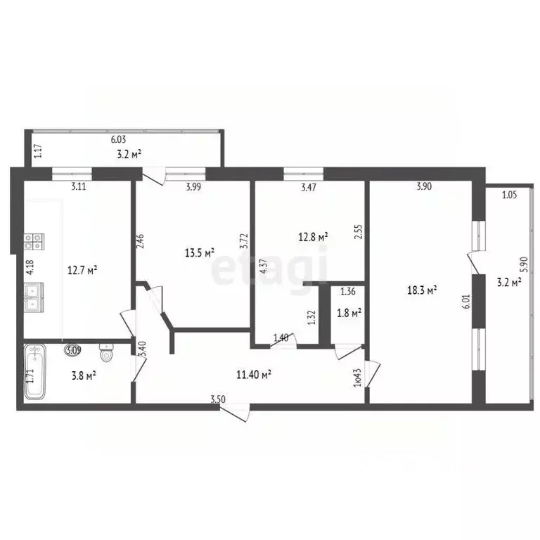 3-к кв. Забайкальский край, Чита Славянская ул., 6А (78.5 м) - Фото 2