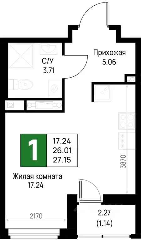 1-к кв. Ленинградская область, Всеволожский район, Свердловское ... - Фото 1