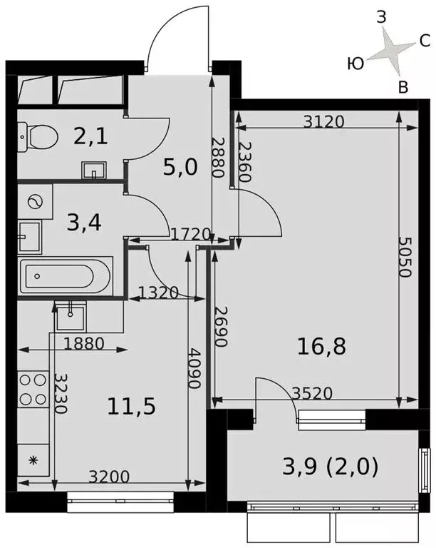 1-комнатная квартира: посёлок Развилка, Римский проезд, 5с1 (40.7 м) - Фото 2
