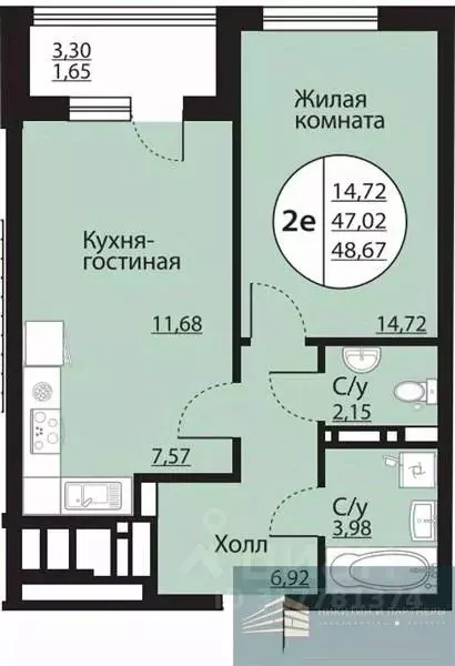 1-к кв. Воронежская область, Воронеж Московский просп., 138 (48.7 м) - Фото 0