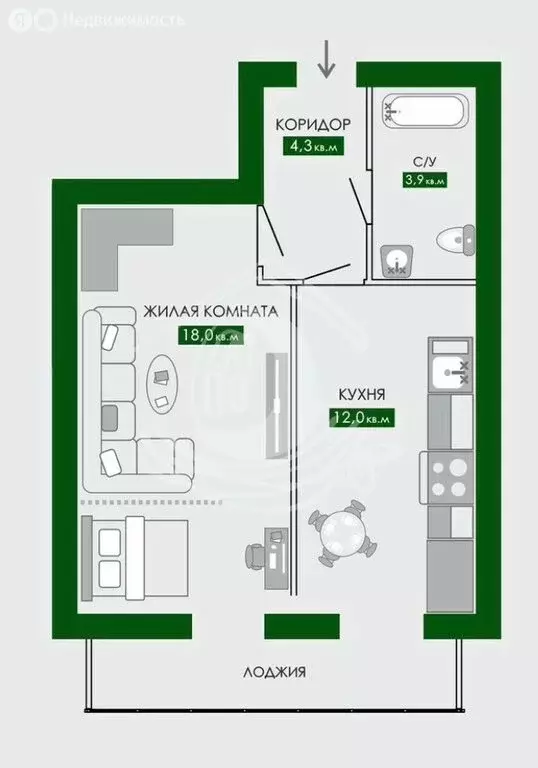 1-комнатная квартира: Барнаул, Северный Власихинский проезд, 114 (38.3 ... - Фото 1