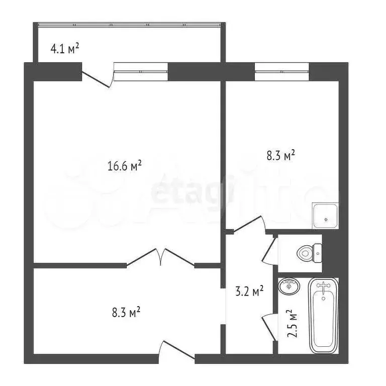 1-к. квартира, 40,6 м, 3/10 эт. - Фото 0