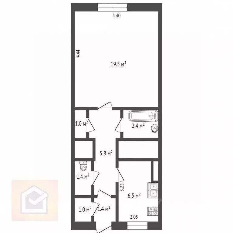 1-к кв. Севастополь ул. Льва Толстого, 44 (45.0 м) - Фото 1