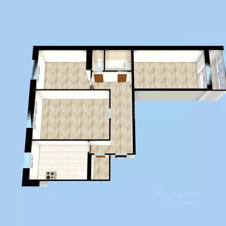 3-к кв. Башкортостан, Уфа ул. Летчиков, 4/2 (68.0 м) - Фото 1