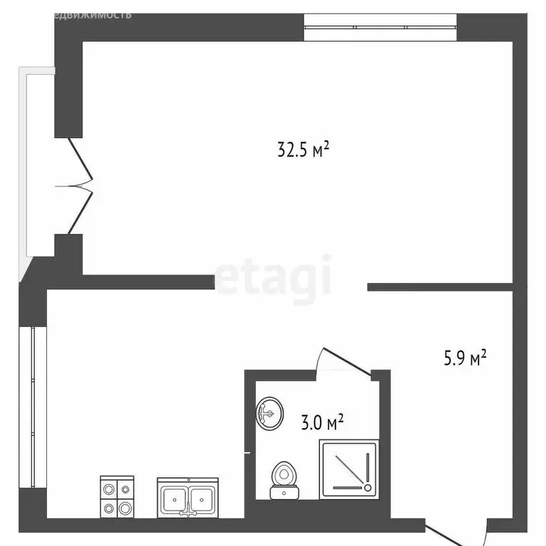 1-комнатная квартира: Тюмень, улица Газовиков, 34 (41 м) - Фото 1