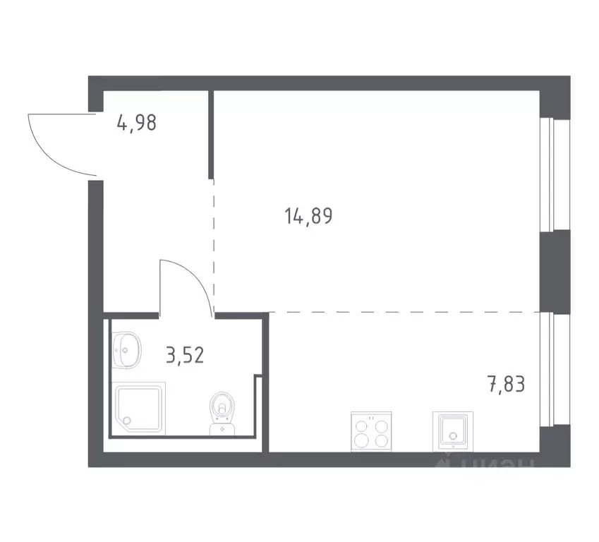 Студия Приморский край, Владивосток Днепровская ул., 19 (31.22 м) - Фото 1