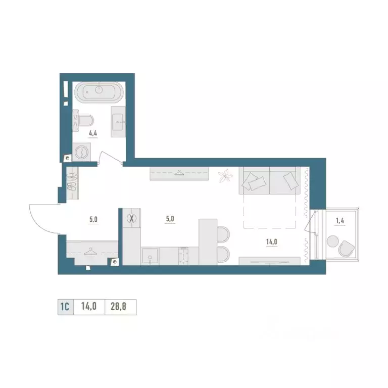 1-к кв. Башкортостан, Уфа Затон-Восточный жилрайон,  (28.8 м) - Фото 1
