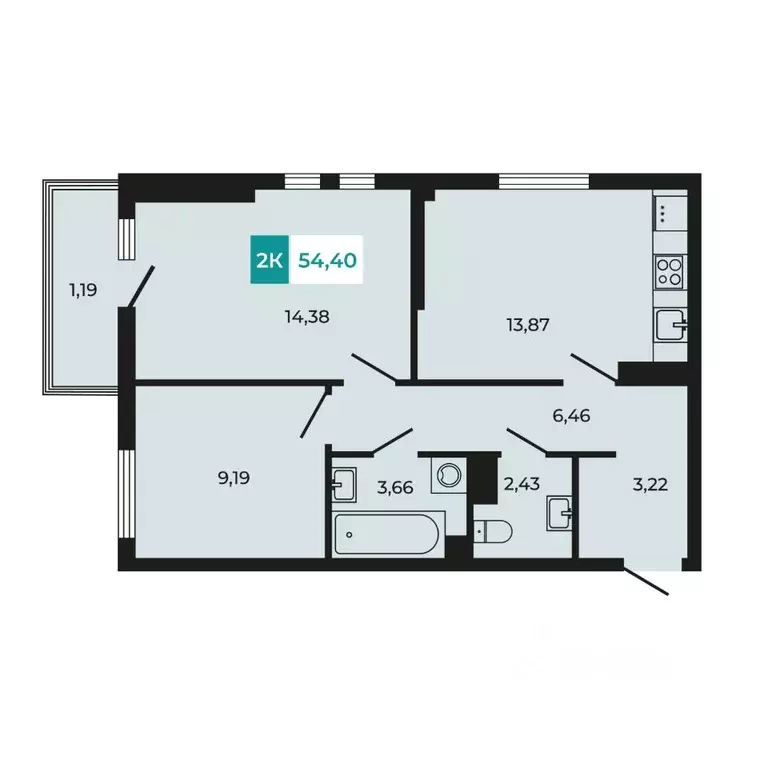 2-к кв. Ростовская область, Аксайский район, Щепкинское с/пос, пос. ... - Фото 1