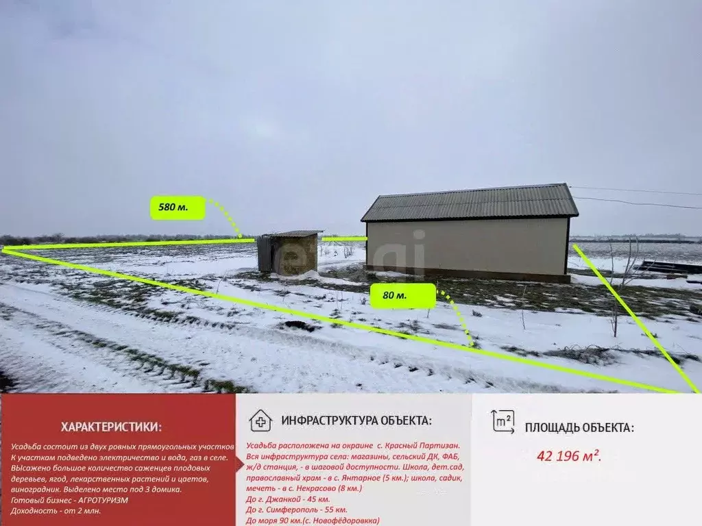 Участок в Крым, Красногвардейский район, Янтарненское с/пос, с. ... - Фото 1