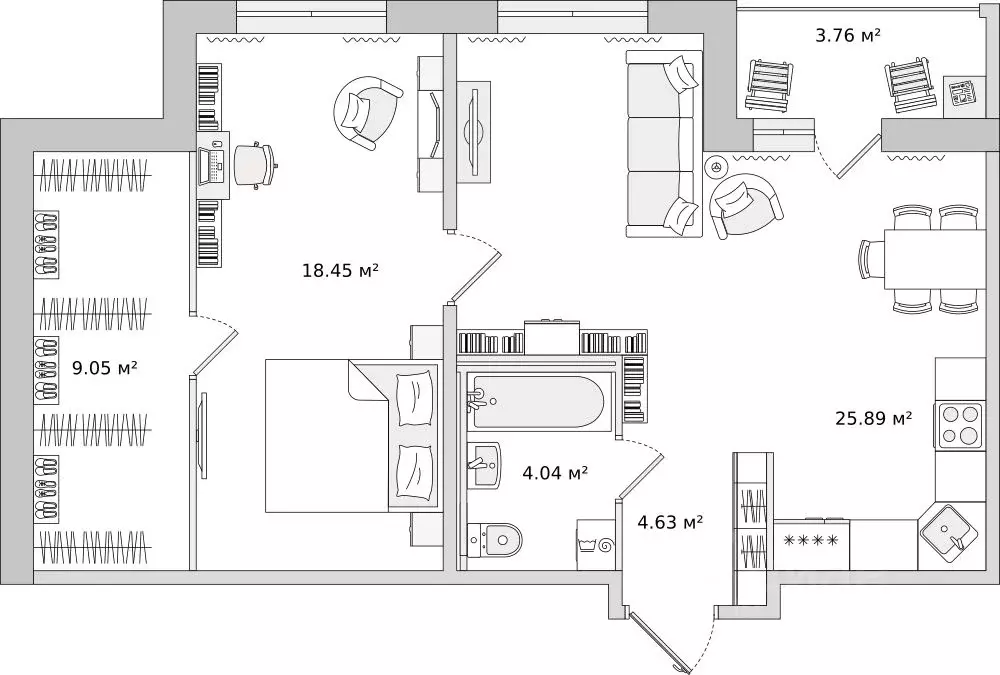 1-к кв. Санкт-Петербург ул. Плесецкая, 24 (65.82 м) - Фото 0