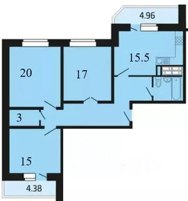 3-к кв. Воронежская область, Воронеж Московский просп., 126 (81.3 м) - Фото 2