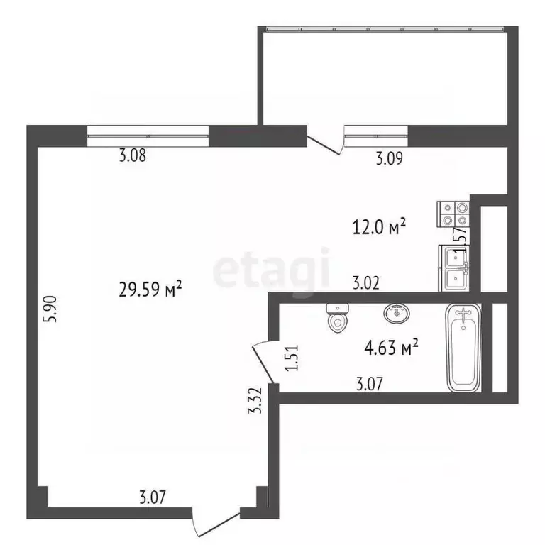 Студия Коми, Сыктывкар ул. Клары Цеткин, 2 (34.2 м) - Фото 1