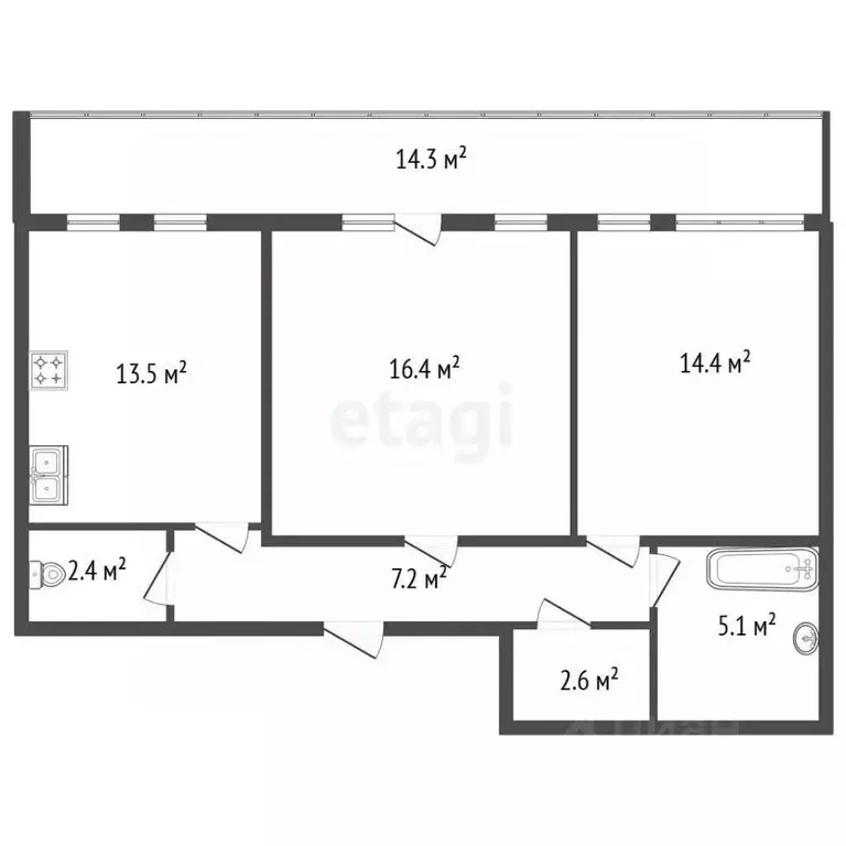 2-к кв. Санкт-Петербург Большой Сампсониевский просп., 77/7 (61.7 м) - Фото 1