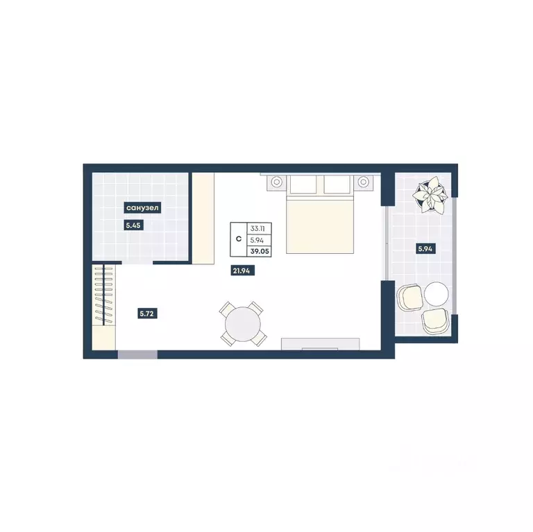 Студия Краснодарский край, Анапа Лучи жилой комплекс (39.05 м) - Фото 0