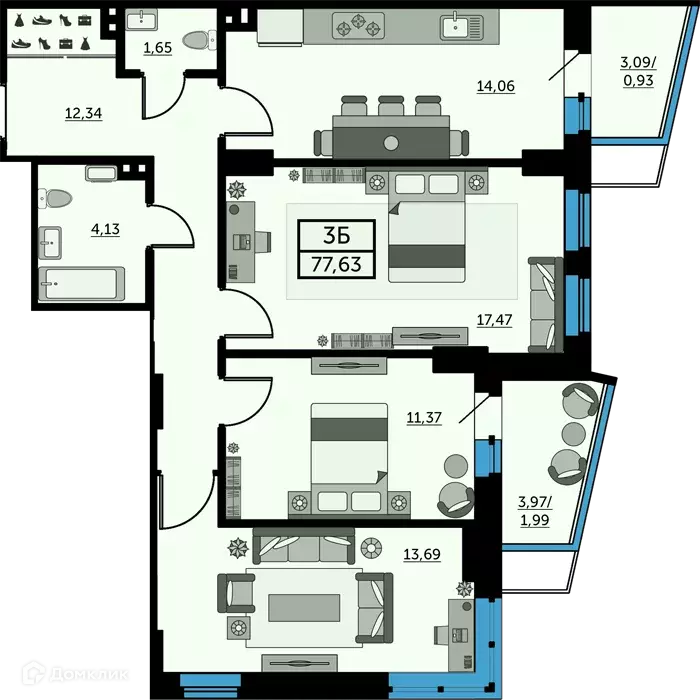 Продаётся 3-к квартира, 77.6 м - Фото 0