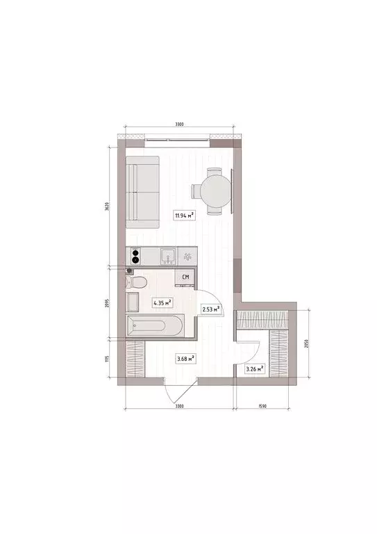Квартира-студия: Кемерово, улица Терешковой, 39А (26.6 м) - Фото 2