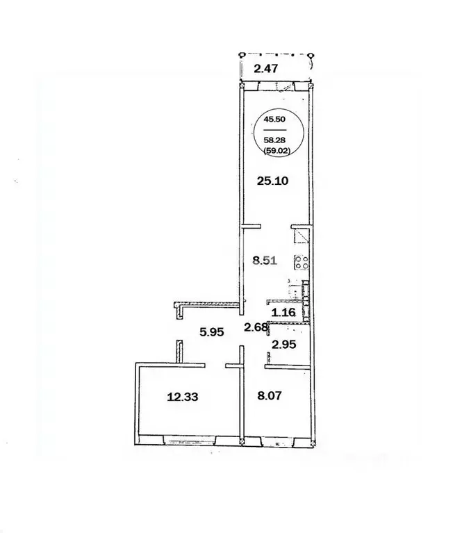 3-к кв. Новосибирская область, Новосибирск ул. Плющихинская, 1 (58.5 ... - Фото 2