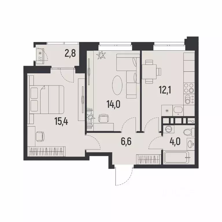 2-к кв. Пермский край, Пермь Ераничи мкр,  (53.5 м) - Фото 1