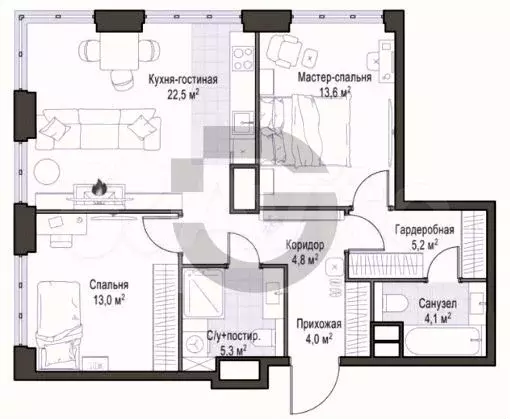 2-к. квартира, 70 м, 7/14 эт. - Фото 0