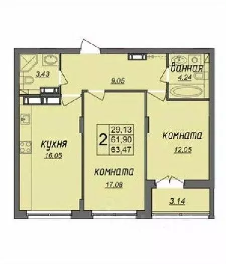 2-к кв. Владимирская область, Муром Колхозная ул., 24 (63.47 м) - Фото 0