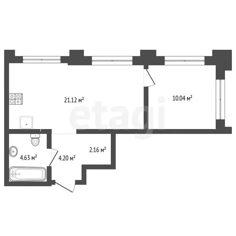1-комнатная квартира: Тюмень, улица Тимофея Чаркова, 93 (42.9 м) - Фото 0
