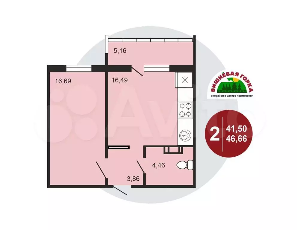 2-к. квартира, 41 м, 8/10 эт. - Фото 0