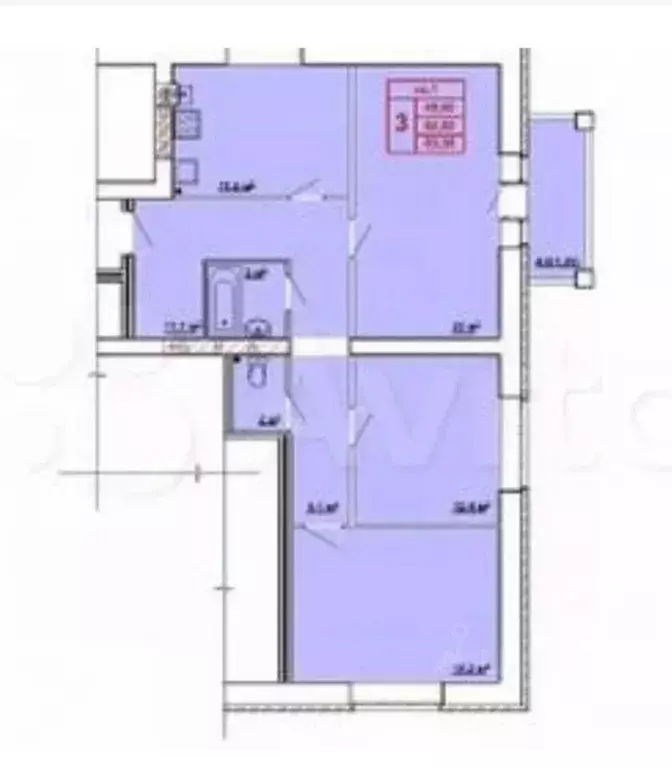 3-к кв. Костромская область, Кострома ул. Симановского, 69Б (83.0 м) - Фото 2