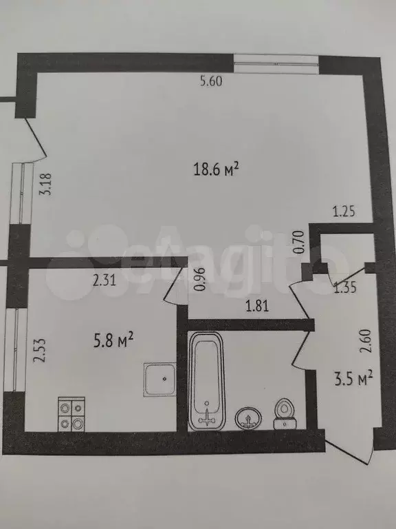 1-к. квартира, 31 м, 2/5 эт. - Фото 0