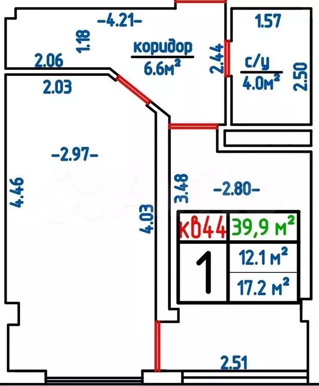 1-к. квартира, 40 м, 3/3 эт. - Фото 0