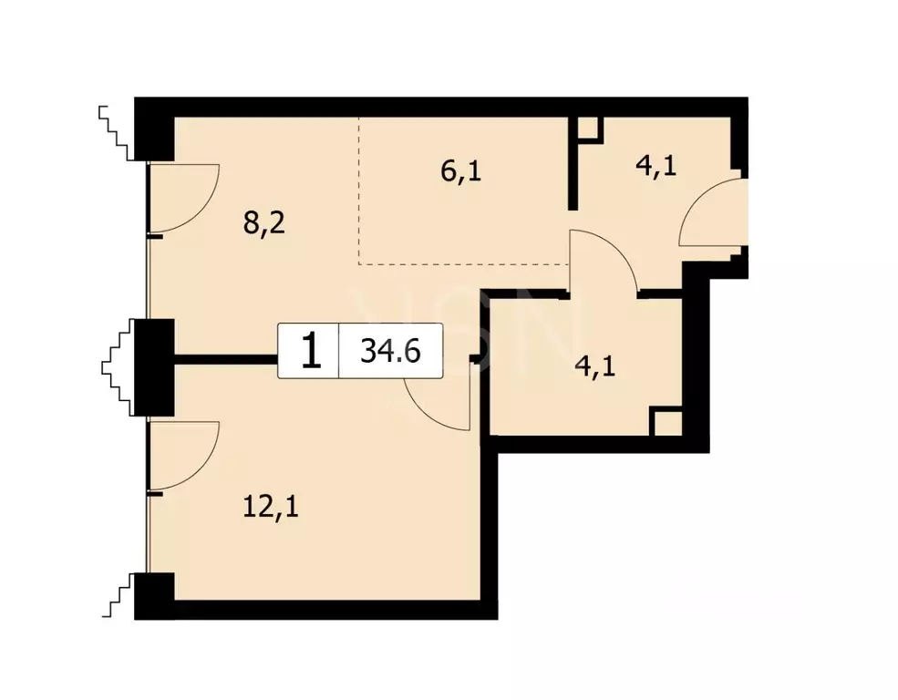 2-к кв. Москва Верейская ул., 29с32Д (34.6 м) - Фото 2