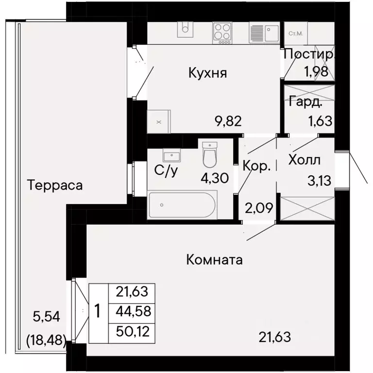 1-к кв. Ростовская область, Ростов-на-Дону Ривьера жилой квартал,  ... - Фото 0