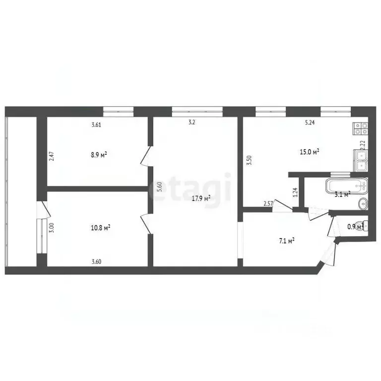 3-к кв. Севастополь просп. Октябрьской Революции, 59 (63.7 м) - Фото 1