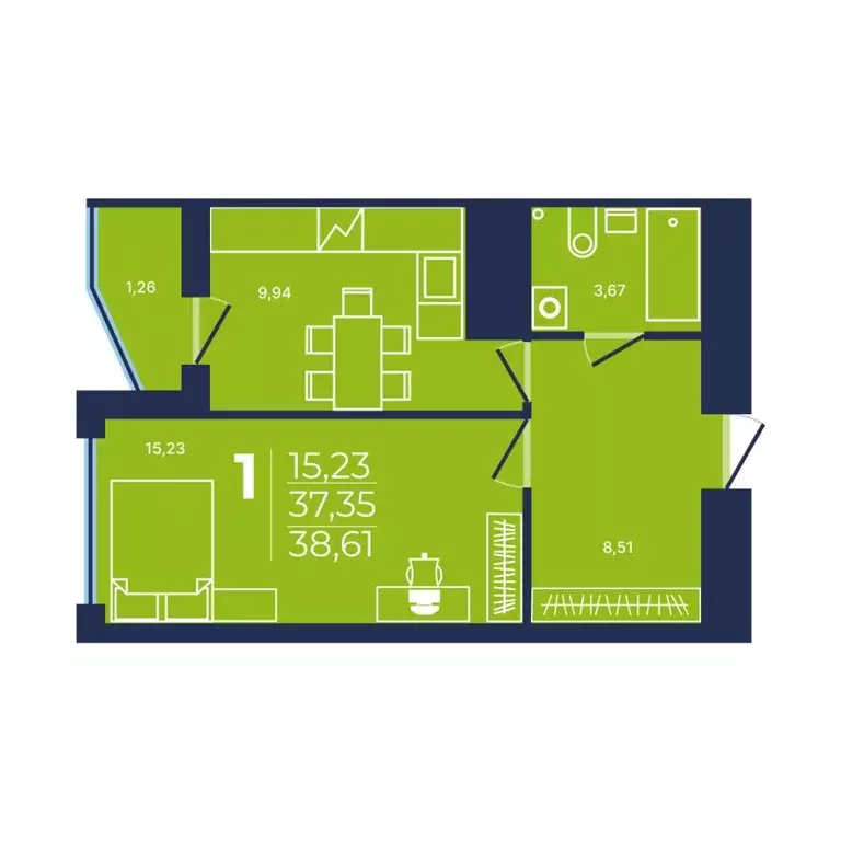 1-к кв. Башкортостан, Уфа просп. Дружбы Народов, 51 (38.4 м) - Фото 1