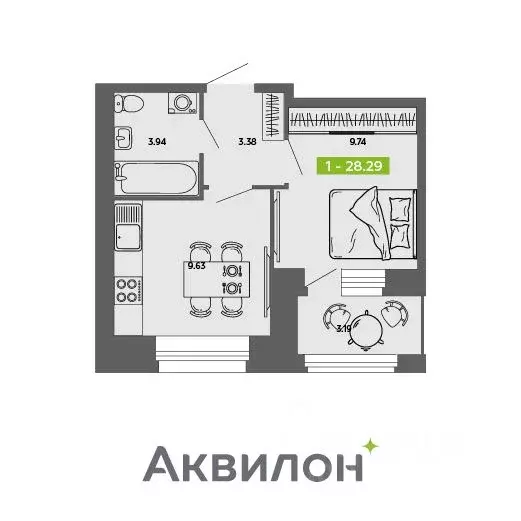 1-к кв. Архангельская область, Архангельск Аквилон Роса жилой комплекс ... - Фото 0
